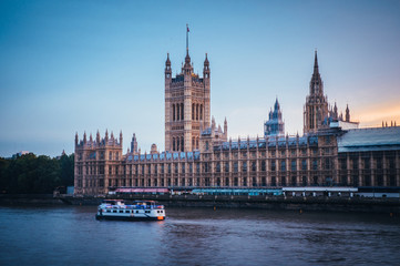 Palace of Westminster in London, calm evening, UK