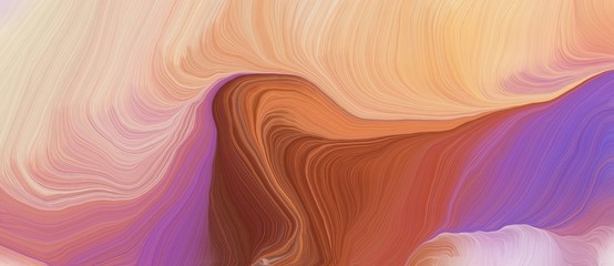 colorful horizontal banner. elegant curvy swirl waves background illustration with tan, sienna and burly wood color