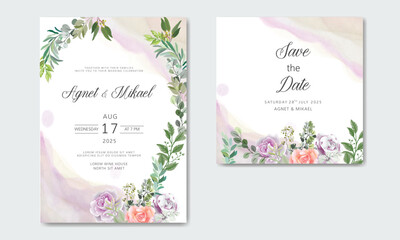 Fototapeta na wymiar wedding invitation with beautiful and elegant floral