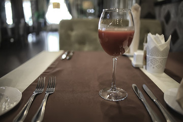 fork and knife serving in the interior of the restaurant / table in a cafe, food industry catering, menu