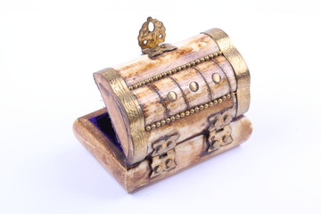 Empty Vintage jewelry box  on white background