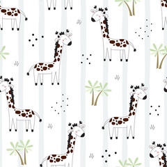 Cute giraffe Pattern print for kids. Seamless pattern.