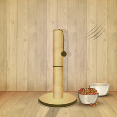 illustration of scratching pole for cats