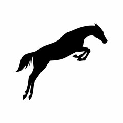 Fototapeta na wymiar Jumping horse. Equestrian vector illustration. Animal black silhouette.