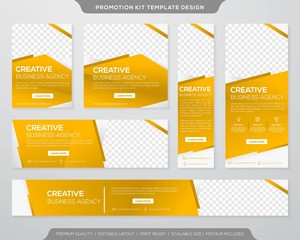 set of promotion kit template with simple layout and abstract style design