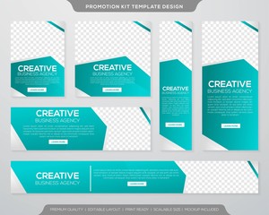 set of promotion kit template with simple layout and abstract style design