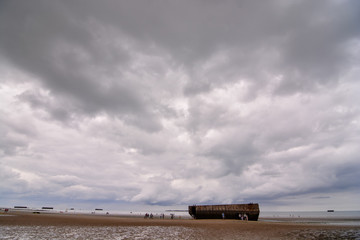 Remains of the Mulberry harbour in Normandy France, Europe