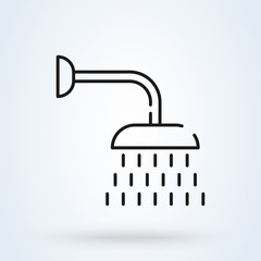 shower and line bathroom, vector modern icon design illustration.