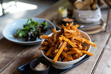 Fries on table