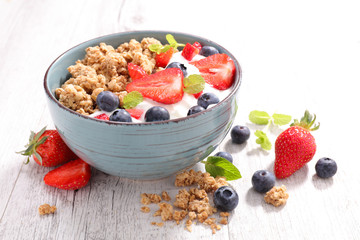 muesli with berry fruit and yogurt