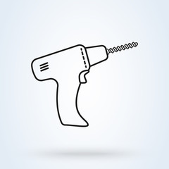 industrial drill, outline  modern icon design illustration.