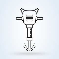 Fototapeta premium Jackhammer line, modern icon design illustration.