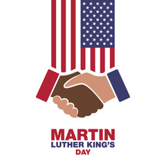 Martin Luther King Day, handshake in honor modern design illustration.