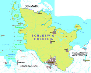 Map of the federal state of Schleswig Holstein - Germany