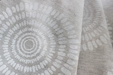 natural linen fiber fabric, close up, fabric folds