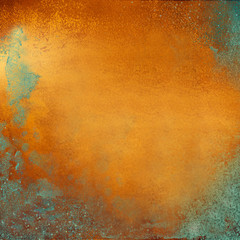 There was a green patina on the gold-bronze metal plate.Texture or background