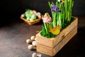 Spring flowers and quail eggs