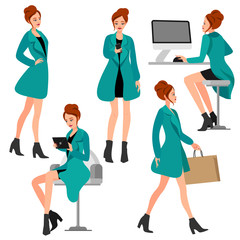 Woman character in different positions.