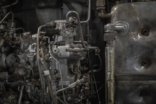 Mechanical Innards Of A Jet Engine Seen Up Close