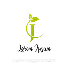  letter J with leaf, Lettering logo