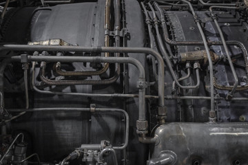 Close up of the interior of a jet fuel engine