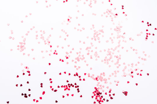 Beautiful festive white background with red hearts