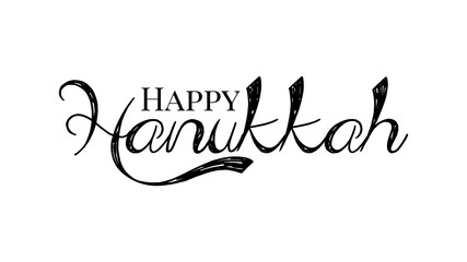 Hand drawn Happy Hanukkah lettering typography poster. Celebration text on isolated background for postcard, icon, logo or badge. Vector vintage style calligraphy EPS10