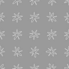 Hand Drawn white Snowflakes Christmas Seamless Pat