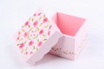 wooden gift Box on white background