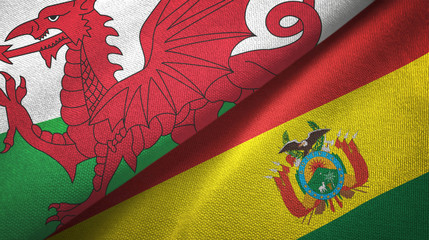 Wales and Bolivia two flags textile cloth, fabric texture
