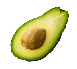 Sliced green avacado  isolated in white background