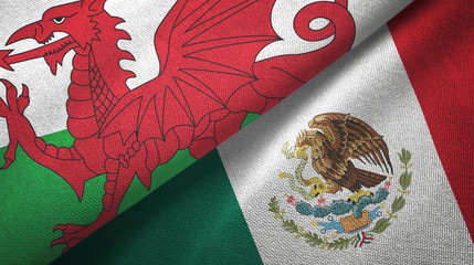 Wales and Mexico two flags textile cloth, fabric texture