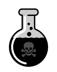 Black liquid as danegrous, toxic and lethal poisonous poison - substance is causing fatal death after drinking. Vector illustration isolated on white.