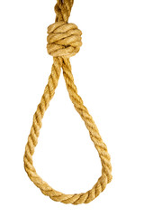 Deadly loop of rope isolated on white background. Concept of death penalty or suicide