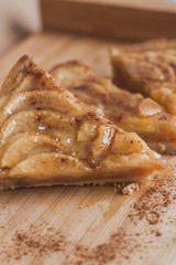 Piece of apple cake with cinnamon