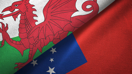 Wales and Samoa two flags textile cloth, fabric texture