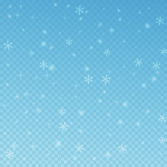 Sparse glowing snow Christmas background. Subtle f