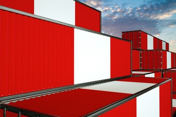 3D illustration Container with flag of Peru
