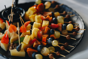 catering food mini canape in restaurant weeding