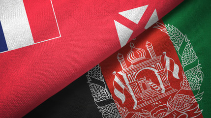 Wallis and Futuna and Afghanistan two flags textile cloth, fabric texture