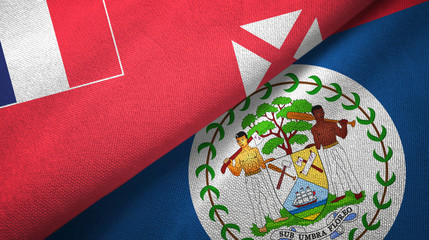 Wallis and Futuna and Belize two flags textile cloth, fabric texture