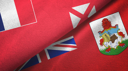 Wallis and Futuna and Bermuda two flags textile cloth, fabric texture