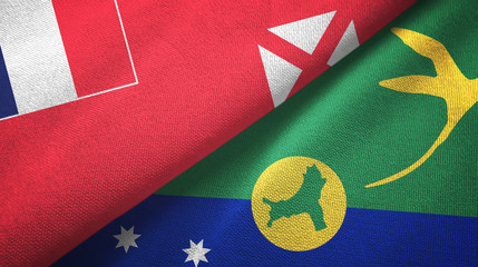 Wallis and Futuna and Christmas Island two flags textile cloth, fabric texture