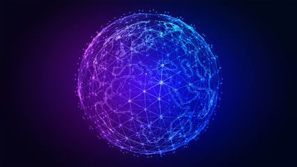 Global world network and telecommunication on earth. Elements of this image furnished by NASA - 3d illustration.