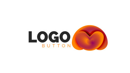 Abstract round shape logo template. Minimal geometrical design, 3d geometric bold symbol in relief style with color blend steps effect. Vector Illustration