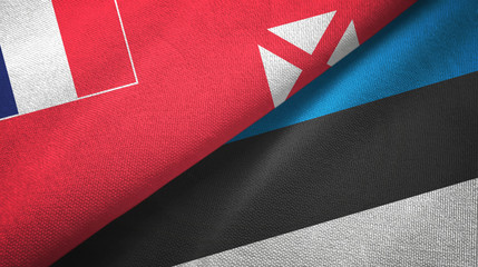 Wallis and Futuna and Estonia two flags textile cloth, fabric texture