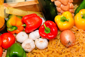 nice assortment of vegetables and pasta