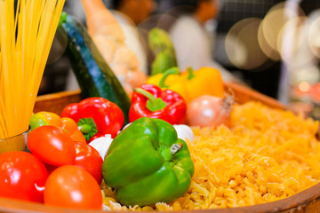 nice assortment of vegetables and pasta