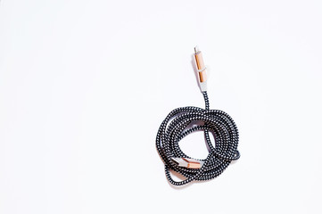 A charging cable on white background