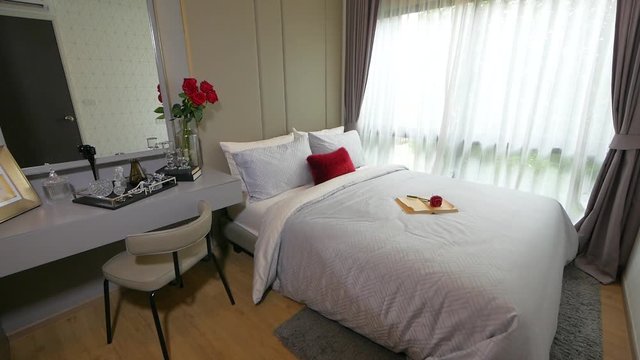 Fully Furnished Bedroom fulled with Stylish Furnitures and good Lighting